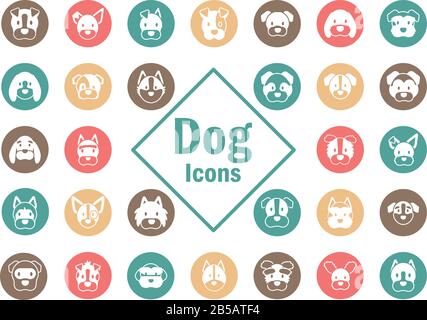 ensemble d'icônes de faces différentes races de chiens vecteur illustration design Illustration de Vecteur