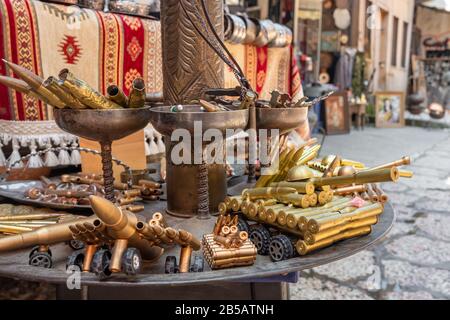 Souvenirs faits à partir de balles laissées après la guerre de Bosnie à Sarajevo, BiH Banque D'Images