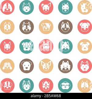 ensemble d'icônes de faces différentes races de chiens vecteur illustration design Illustration de Vecteur