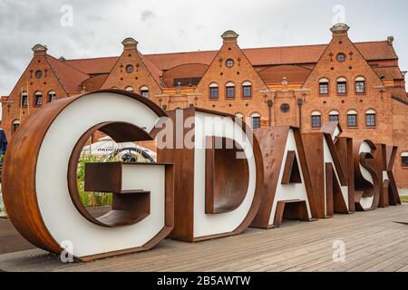 Gdansk signe dans la vieille ville de Gdansk, Pologne Banque D'Images