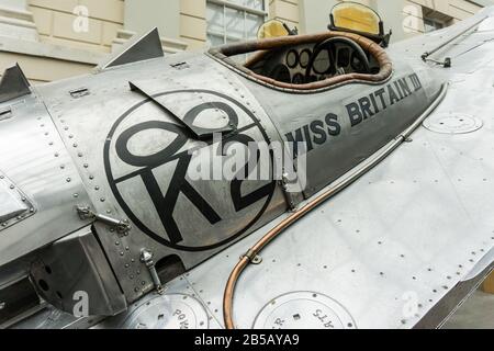 Miss Britain III, un bateau de course conçu et construit par Hubert Scott-Paine, au National Maritime Museum, Greenwich, Londres, Angleterre. Banque D'Images