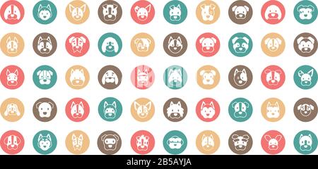 ensemble d'icônes de faces différentes races de chiens vecteur illustration design Illustration de Vecteur