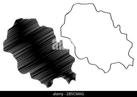 Municipalité de Caska (République de Macédoine du Nord, région statistique de Vardar) illustration vectorielle, esquisse de griffonnage carte de Caska Illustration de Vecteur