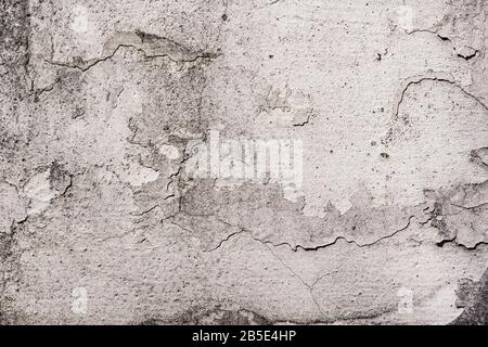 Surface murale en plâtre fissuré blanc pour le fond ou la texture Banque D'Images