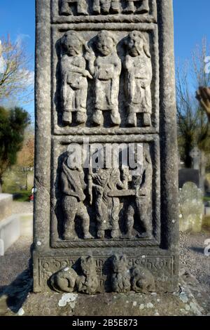 Celtic High Cross dans la vieille abbaye Monasterboice Comté de Cavan Irlande Banque D'Images