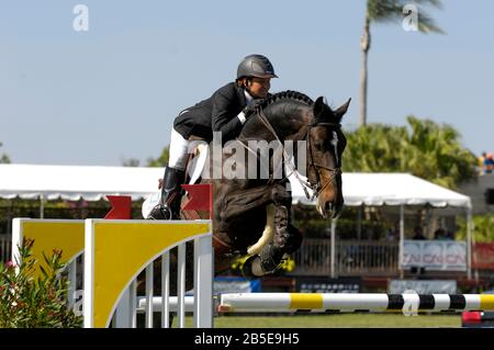 Beezie Madden (Usa) Riding Judgment, Winter Equestrian Festival, Wellington Florida, Février 2007, Wef Challenge Cup Round V Banque D'Images