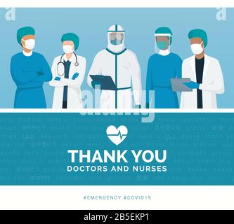Merci aux médecins et infirmières travaillant dans les hôpitaux et luttant contre le coronavirus, illustration vectorielle Illustration de Vecteur