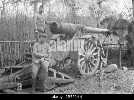 1. Weltkrieg Französisches Heer / 1ère Guerre mondiale Forces terrestres françaises (Armée) / Grande Guerre armée de terre - Feldgeschütz / Canon de 120 mm modèle 1878 Banque D'Images