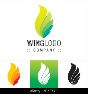 Logo Wing (Fire) Vector Symbol Company (Logotype). Illustration De L'Icône Couleur De Dégradé Superposée. Idée De Conception De Concept D'Identité Élégante Et Colorée Illustration de Vecteur