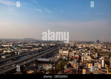 Vue aérienne sur la ville de Delhi, Inde Banque D'Images