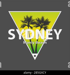 Sydney manly Palm Beach vectoriel art t-shirt design illustration Illustration de Vecteur