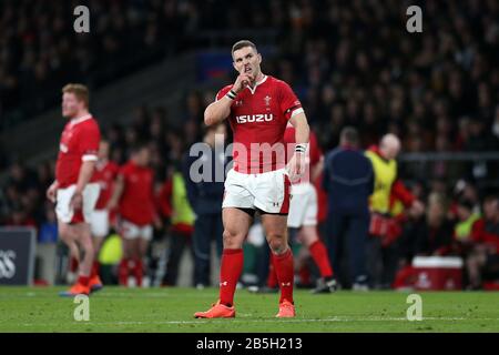 Londres, Royaume-Uni. 7 mars 2020. George North of Wales regarde. Angleterre / Pays de Galles, Guinness six nations 2020 championnat de rugby au stade de Twickenham à Londres le samedi 7 mars 2020. Veuillez noter que les images sont à usage éditorial Exclusif. Photo par Andrew Orchard/Andrew Orchard sports photographie /Alay Live news crédit: Andrew Orchard sports photographie/Alay Live News Banque D'Images