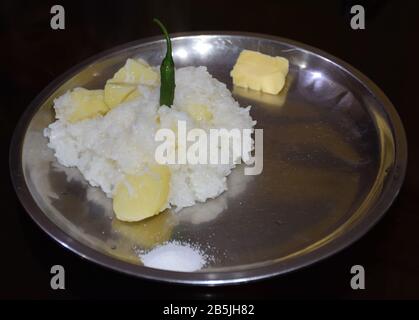 Traditionnel Aloo Siddo Bhaat un plat ou une cuisine bengali. Bengali, cuisine indienne, cuisine indienne Banque D'Images