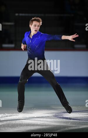 Aleksandr SELEVKO, d'Estonie, lors du gala d'exposition aux Championnats du monde juniors de patinage artistique 2020 de l'UIP à la salle de glace de Tondiraba, le 8 mars 2020 à Tallinn, Estonie. Crédit: Raniero Corbelletti/Aflo/Alay Live News Banque D'Images