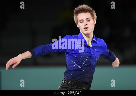 Aleksandr SELEVKO, d'Estonie, lors du gala d'exposition aux Championnats du monde juniors de patinage artistique 2020 de l'UIP à la salle de glace de Tondiraba, le 8 mars 2020 à Tallinn, Estonie. Crédit: Raniero Corbelletti/Aflo/Alay Live News Banque D'Images