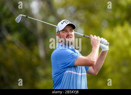 Orlando, FL, États-Unis. 8 mars 2020. Marc Leishman d'Australie sur le septième tee lors du dernier tour de l'Arnold Palmer Invitational présenté par Mastercard tenu à Arnold Palmer's Bay Hill Club & Lodge à Orlando, Fl. Romeo T Guzman/CSM/Alay Live News Banque D'Images