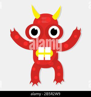 illustration vectorielle isolée de monstre rouge mignon Illustration de Vecteur