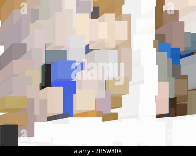 Fractale abstraite d'éléments disposés de façon aléatoire d'éléments géométriques de forme carrée. Illustration de Vecteur