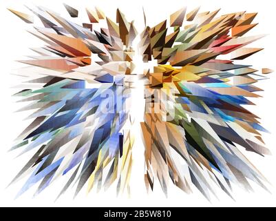 Fractale abstraite d'éléments disposés au hasard d'éléments géométriques de forme triangulaire. Illustration de Vecteur