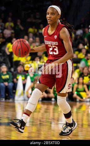 Mars 08 2020 Las Vegas, NV, U.S.A. le Cardinal Guard de Stanford Kiana Williams (23) place le jeu pendant le championnat de tournoi de basket-ball NCAA PAC 12 pour Femme entre Oregon Ducks et le Cardinal de Stanford 56-89 perdu au Mandalay Bay Event Center Las Vegas, NV. Thurman James/CSM Banque D'Images