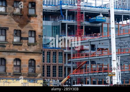 Scène typique de construction à Buchanan Wharf, Glasgow Banque D'Images