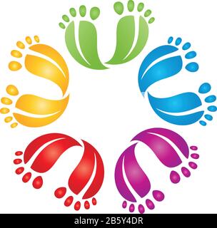 Beaucoup, pieds, soins des pieds, massage, logo Illustration de Vecteur