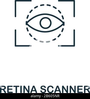 Icône du scanner Retina de la collection de cyber-sécurité. Icône du scanner Retina de ligne simple pour les modèles, la conception Web et les infographies Illustration de Vecteur