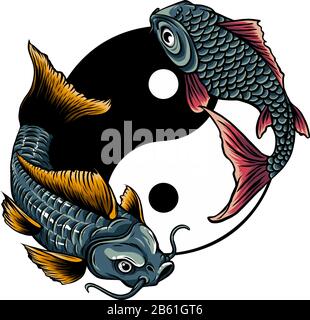 Yin Yang Koi illustration vectorielle de poisson Illustration de Vecteur