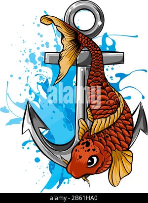 Vector - Poissons D'Or, Carassius Auratus, Poissons D'Aquarium D'Eau Douce Illustration de Vecteur