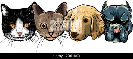 Personnages de chat et de chien. Meilleur ami pour toujours, illustration vectorielle. Illustration de Vecteur