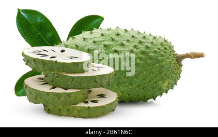 Soursop ou fite de pomme crème anglaise isolé sur fond blanc Banque D'Images