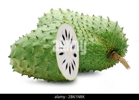 Soursop ou fite de pomme crème anglaise isolé sur fond blanc Banque D'Images