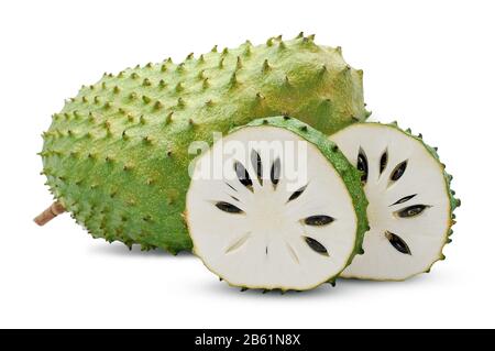 Soursop ou fite de pomme crème anglaise isolé sur fond blanc Banque D'Images