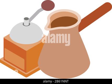 Icône heure du café, style isométrique Illustration de Vecteur