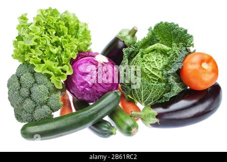 Variété de groupe de légumes à fournir utile pour la santé. Chou, aubergine et autres. Banque D'Images