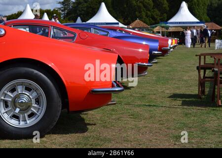 Gamme de Ferrari Dino's au salon Prive, Palais de Blenheim août 2018 Banque D'Images