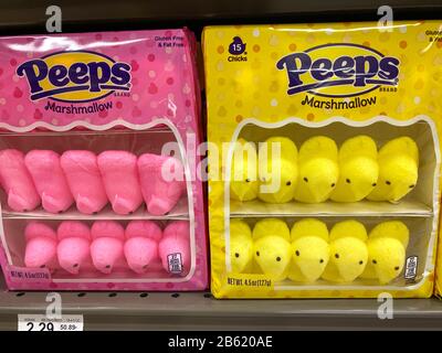 Orlando,FL/USA-3/7/20: Les poussins de guimauve de Peeps et l'allée de bonbons de pâques d'un magasin d'alimentation de Publix attendant que les clients achètent pour les enfants Banque D'Images