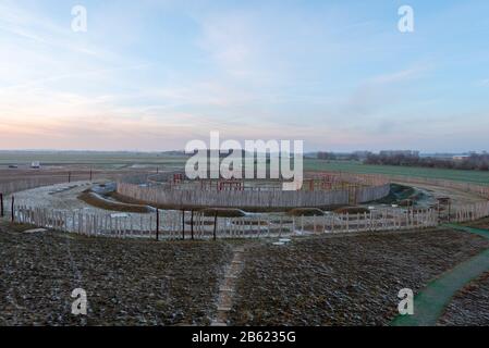 22 janvier 2019, Saxe-Anhalt, Pömmelte: Vue sur le sanctuaire de l'anneau Pömmelte. Les archéologues appellent le Ring fossé le Stonehenge allemand. Photo : Stephan Schulz/dpa-Zentralbild/ZB Banque D'Images