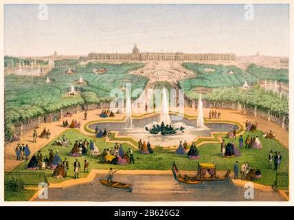 Panorama du Château de Versailles et du Parc de Versailles, imprimé par Charles Rivière, 1860-1861 Banque D'Images