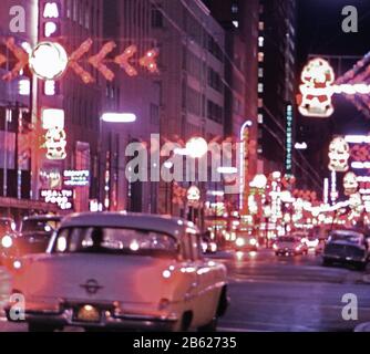 Scène de nuit de Dallas Texas en 1956 Banque D'Images