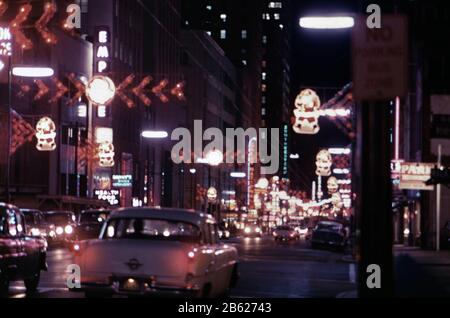 Scène de nuit de Dallas Texas en 1956 Banque D'Images