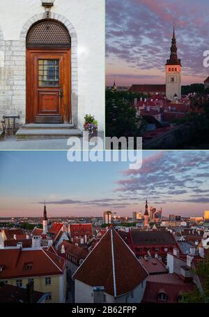 Tallinn, Estonie. Couverture pour blog de voyage. Collage de 3 photos. Banque D'Images