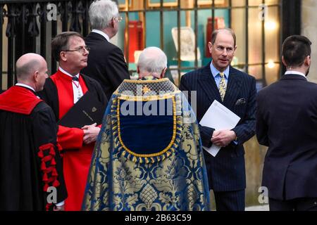 Londres, Royaume-Uni. 9 Mars 2020. Le comte de Wessex quitte l'abbaye de Westminster après avoir assisté au service annuel de l'église le jour du Commonwealth. Crédit: Stephen Chung / Alay Live News Banque D'Images