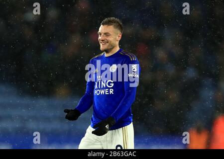 Leicester, Royaume-Uni. 9 mars 2020. Jamie Vardy de Leicester City lors du match de la Premier League entre Leicester City et Aston Villa au King Power Stadium de Leicester le lundi 9 mars 2020. (Crédit: Leila Coker | MI News) la photographie ne peut être utilisée qu'à des fins de rédaction de journaux et/ou de magazines, licence requise à des fins commerciales crédit: Mi News & Sport /Alay Live News Banque D'Images