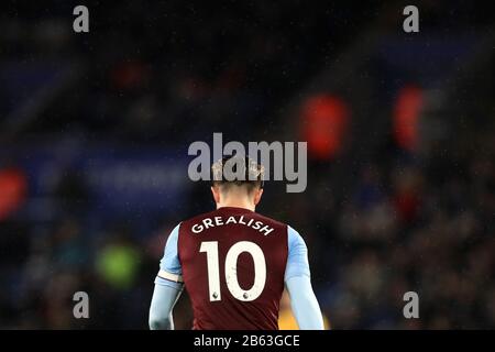 Leicester, Royaume-Uni. 9 mars 2020. Jack Grealish d'Aston Villa lors du match de la Premier League entre Leicester City et Aston Villa au King Power Stadium, Leicester, le lundi 9 mars 2020. (Crédit: Leila Coker | MI News) la photographie ne peut être utilisée qu'à des fins de rédaction de journaux et/ou de magazines, licence requise à des fins commerciales crédit: Mi News & Sport /Alay Live News Banque D'Images