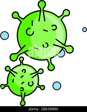 Icône virus et gouttelettes. Illustration de Covid-19. Illustration de style plat. Isolé sur fond blanc. Illustration de Vecteur