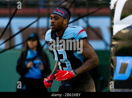 Arlington, Texas, États-Unis. 7 mars 2020. Le grand récepteur de Dallas Renegades Jeff Badet (13) se jegs sur le terrain avant le jeu XFL entre NY Guardians et les Dallas Renegades au Globe Life Park à Arlington, Texas. Matthew Lynch/Csm/Alay Live News Banque D'Images