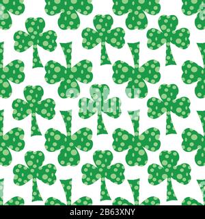 Voir Les Taches Shamrocks vert trèfle sans couture vecteur répéter la conception de la surface de répétition Illustration de Vecteur
