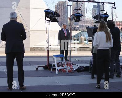 New York, NY, États-Unis. 9 mars 2020. Nations Unies, New York, USA, 09 mars 2020 - le Secrétaire général Antonio Guterres visite aujourd'hui le Mémorial des esclaves au siège de l'ONU à New York.photo: Luiz Rampelotto/EuropaNewswire.CRÉDIT PHOTO OBLIGATOIRE. Crédit: Luiz Rampelotto/Zuma Wire/Alay Live News Banque D'Images