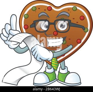 personnage de dessin animé de pain d'épice amour tenant menu sur sa main Illustration de Vecteur